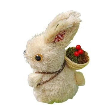 Imagem de Bothyi Ornamento de de palha carregando pequena cesta de artesanato peça central bonito decoração de páscoa estátua animal para gramado escritório, Style a