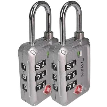 Imagem de Kit 2 Cadeados 30z Papaiz Com 3 Dígitos Secretos Tsa Zamac Prata - Pap