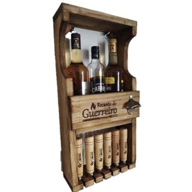 Imagem de Porta Espeto em madeira maciça com barzinho e abridor de metal 29x60 rustico