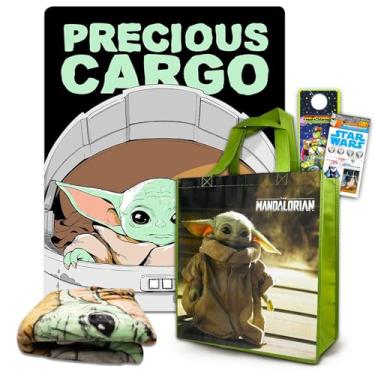 Imagem de STAR WARS Conjunto de cobertor de lã Baby Yoda - Conjunto de cobertor de bebê Yoda de 114 x 152 cm, sacola, adesivos e mais | Decoração de quarto Mandalorian Baby Yoda
