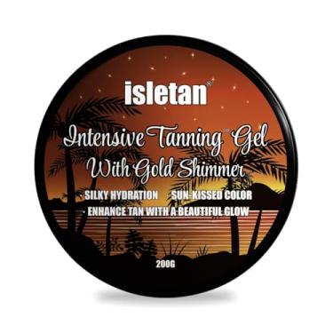 Imagem de isletan Gold Shimmer Intensive Tanning Gel Bronzeador Manga, Gel Bronzeador Extremo Para Sol Ao Ar Livre, Manteiga Bronzeadora Ultra Escura, Bálsamo Bronzeador Para Praia, Óleo Bronzeador Sólido De