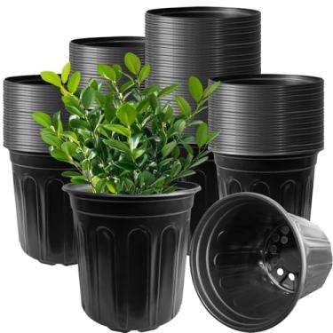 Imagem de Whkvnng Pacote Com 60 Vasos Flexíveis De 1 Galão Para Viveiro De Plantas, Vasos De Plástico Pretos Com Furos, Recipiente Para Plantas De Flores, Vaso De Mudas Para Suculentas, Mudas, Transplante, Ja