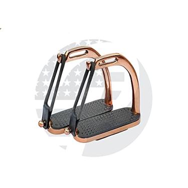 Imagem de RIDING GEARS 10,2 cm/10,8 cm/11,4 cm/12,1 cm/12,7 cm Rose Gold Peacock Horse Stirrups Equestrian Safety Iron Fillis Stirrups Adultos e Crianças (4,50 polegadas)