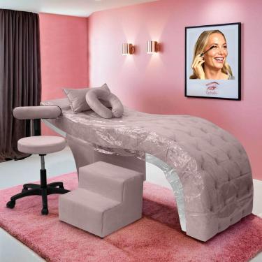 Imagem de Kit Maca Estética Charme para Cílios + Mocho + Escada + Capa Veludo