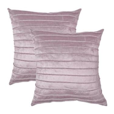 Imagem de Kit 2 Capas para Almofada Drapeada Line em Veludo 43x43 com Enchimento