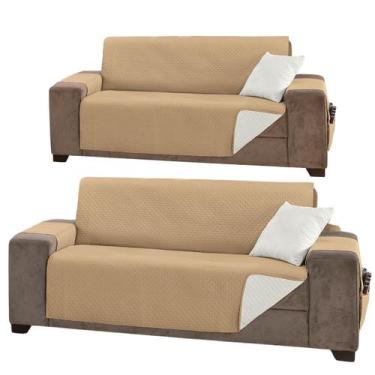 Imagem de Kit Capa De Sofá 2 e 3 Lugares Impermeável King Moderna Dupla face Com