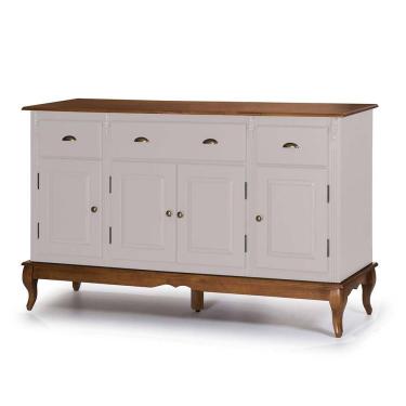 Imagem de Balcão Buffet 4 Portas 3 Gavetas 60805 Hannover Linz Móveis - Off White/Imbuia Glazer