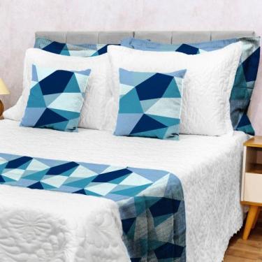 Imagem de Kit 5 Peças Decoração Sala Peseira Super King Size Piquet Cama Posta L