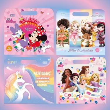 Imagem de Kit 04 Livro Álbum Infantil de Colorir Pintar Meninas Personagens Disn