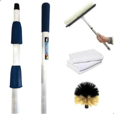 Imagem de Cabo Extensor 6 Metros com Rodo Limpa Vidros de 35cm e Vassoura de Tet