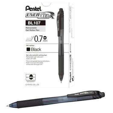 Imagem de Pentel Caneta Gel Energel X 0.7mm Preto Retratil Caixa Com 12 Unidades BL107-AN
