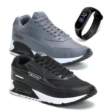 Imagem de Combo 2 Pares Tênis Masculino RS6 Caminhada e Corrida + Relógio-Masculino