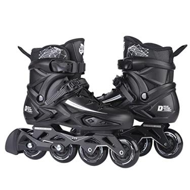 Imagem de Patins em linha fitness, patins de corrida de velocidade de 4 rodas ao ar livre para homens mulheres adultos (homens 7/mulheres 8, preto 39)