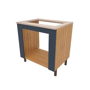 Imagem de Balcão Bartira Cristal em MDP para Forno e Cooktop 5 Bocas, 80cm de largura - Lâmina de Mel/Azul Royal