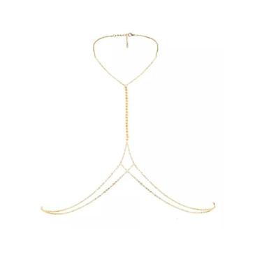 Imagem de Correntes corporais, joias femininas sexy, corrente de cintura, biquíni, acessórios de praia, para mulheres acessórios moda Blogueira instagram (Dourada)