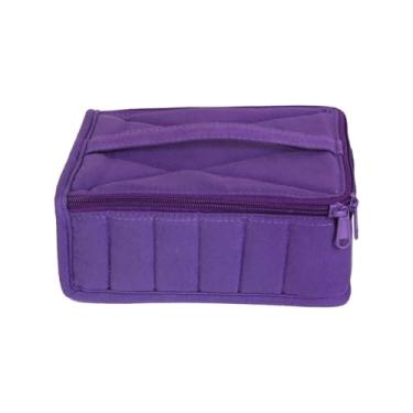 Imagem de Zialofi Estojo de óleo essencial com zíperes suaves, à prova de choque, algodão, portátil, bolsa de armazenamento de esmalte, 30 grades para viagens em casa, Roxo
