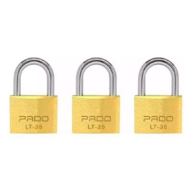 Imagem de Kit 3 Cadeados De Latão Com Chave 35mm Lt-35 - Pado Cor Dourado