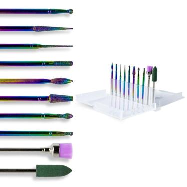 Imagem de Kit 10 Brocas Diamantada Escovinha Polidora + Caixa Suporte