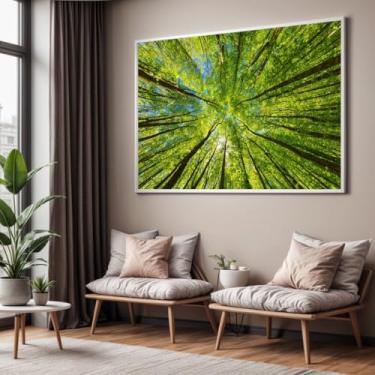 Imagem de Quadro com Moldura Sala Quarto 130x90 Arvores Floresta Arte Moderna Decorativo Horizontal Grande Hall