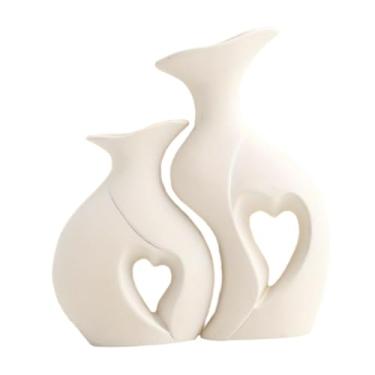 Imagem de Ｂｅｓｇａ 2pcs resina vasos de flores de planta contêiner home mobill obtwork vasos decorativos arranjo de flores para sala de estar interna, Branco