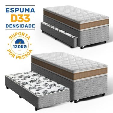 Imagem de Cama Box com Colchão de Espuma D33 Double Face Air Pro Força Anjos + Auxiliar de Molas Unique Solteiro 88cm
