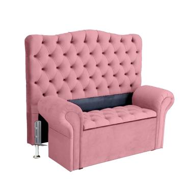 Imagem de Kit Cabeceira + Recamier Baú Nanda para Cama Box Casal Super king - Suede Rosa - Sv Decor