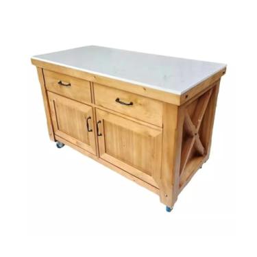 Imagem de Carrinho de Armazenamento Mesa de ilha móvel com porta de armário, mesa lateral de jantar, operação de cozinha, uso doméstico Carrinho de Armazenamento