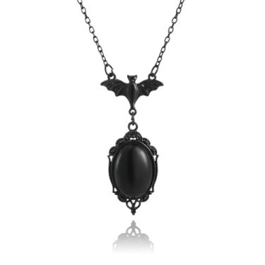 Imagem de Colar feminino com pingente de morcego gótico para Halloween Stardust Camafeu, colar de vampiro escuro, vintage, Victoria, em relevo, colares estilo punk rock, acessórios de joias de bruxa mística