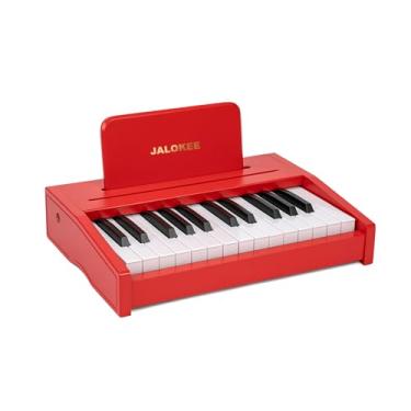 Imagem de JALOKEE Teclado de piano infantil, piano digital de 25 teclas para crianças, mini instrumento educativo musical, piano de madeira para crianças e meninos (vermelho, 25 teclas)