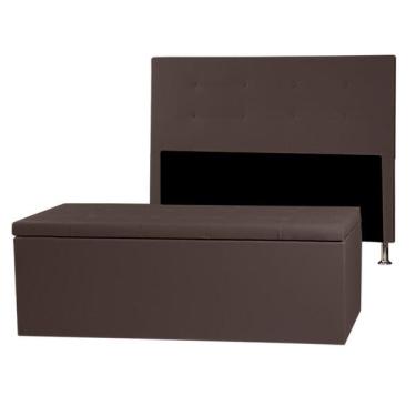 Imagem de Kit Cabeceira E Cal��adeira Baú Casal 1,40m Berlim Material Si