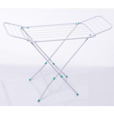 Imagem de Varal Dobravel de Chao Retrátil Slim Cor Branco com Abas Reforçado - M