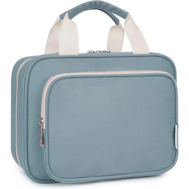Imagem de Bolsa grande de higiene pessoal suspensa Bolsa de maquiagem de viagem Organizador de cosméticos para mulheres e meninas (azul acinzentado (atualização