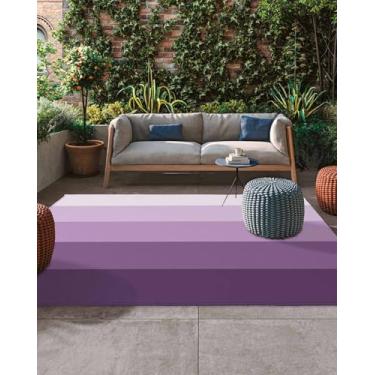 Imagem de Tapete roxo ombré para área interna e externa, 10 x 15 cm, para pátio, trailer, quintal, piquenique, praia, trailer, acampamento, listras abstratas, minimalista, antiderrapante, para ambientes