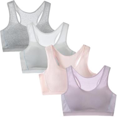 Imagem de XiHSiHan Sutiã esportivo nadador confortável para meninas, Cinza, branco, rosa, roxo, 16-18 Anos