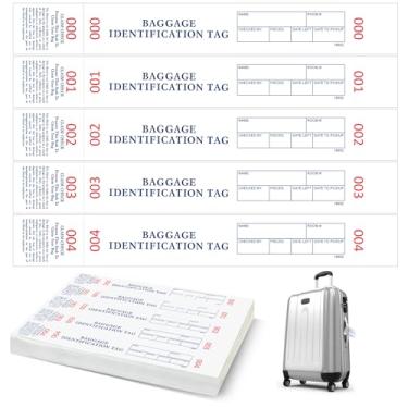 Imagem de Feifeiya 1000 etiquetas de identificação de bagagem de hotel com fita de transferência na parte de trás impressas em preto com numeração consecutiva vermelha de 000 a 999 etiquetas de identificação de