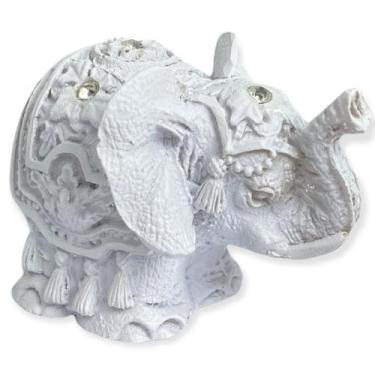 Imagem de Escultura elefante indiano branco em resina 6 cm 47131- Sorte - Lua Mí