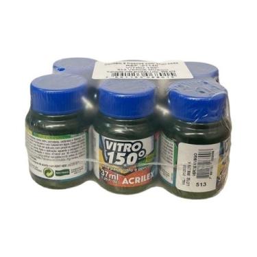 Imagem de Kit com 6 Verniz Vitro 150 Verde Musgo 513 Acrilex 37ml - Lua Mística 