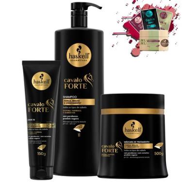Imagem de Kit Haskell Cavalo Forte Shampoo 1l Mascara 500g + Leave-in