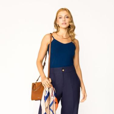 Imagem de Blusa Feminina Alcinha em Viscolycra - Tribo Livre, Azul marinho, PP