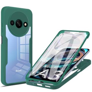 Imagem de Ephoou Capa com tudo incluso de 360° para Xiaomi Redmi A3, [protetor de tela embutido] Capa de telefone transparente de camada dupla à prova de choque à prova de poeira para Xiaomi Redmi A3 QB-verde