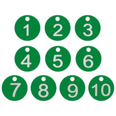 Imagem de PATIKIL 1 a 10 etiquetas numeradas de plástico com identificação numerada para chaveiros de dormitório caixa de armário de academia, verde com texto branco