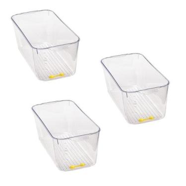 Imagem de Kit 3 Suportes para Geladeira 30x16cm Acrílico Transparente Organizado