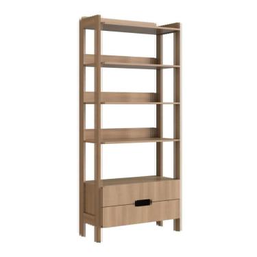 Imagem de Armário Estante Multiuso 4 Prateleiras E 2 Gavetas Elvis - Natural