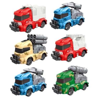 Imagem de Kit 6 Carrinho fricção brinquedo caminhão lembrancinha festa infantil 
