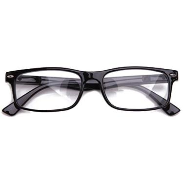 Imagem de Newbee Fashion Clear Lens Armação retangular para óculos falsos sem receita médica, Óculos pretos com estojo rígido, One Size