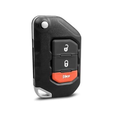 Imagem de PNYZIK Chave de substituição de controle remoto de 3 botões OHT1130261 Apto para Jeep Wrangler 2018-2022 Gladiator 2020-2022 Substituir 68416782AA, controle remoto de entrada sem chave 433MHZ
