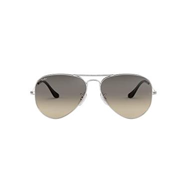 Imagem de Ray-Ban RB3025 Óculos de sol aviador clássico, Prata/cinza dégradé transparente