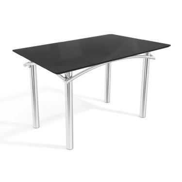 Imagem de Mesa de Sala Jantar Elba Tampo Madeirado c/ Vidro 120cm Cromada/Preto - Kappesberg