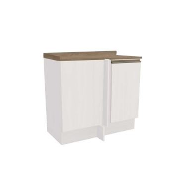 Imagem de Módulo Cozinha Kappesberg Maxxi Balcão G748 Canto Reto 1 Porta c/Tampo 80cm Branco/Nogal-Kappesberg