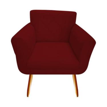 Imagem de Poltrona Decorativa Sabrina Suede Marsala Pés Madeira Mz Decor - Mazze